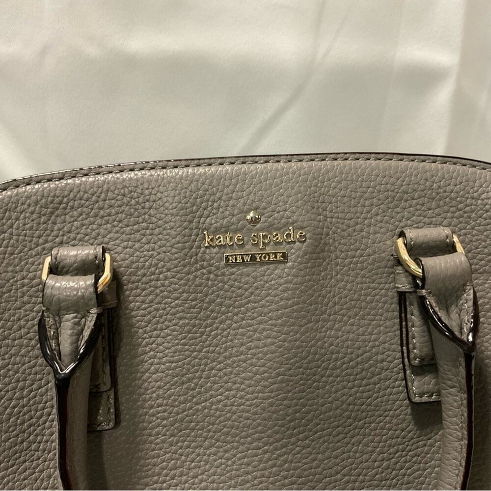 Kate Spade Jackson Street Lottie Leather Handbag Purse Crossbody Gray Classic - Picture 2 of 15